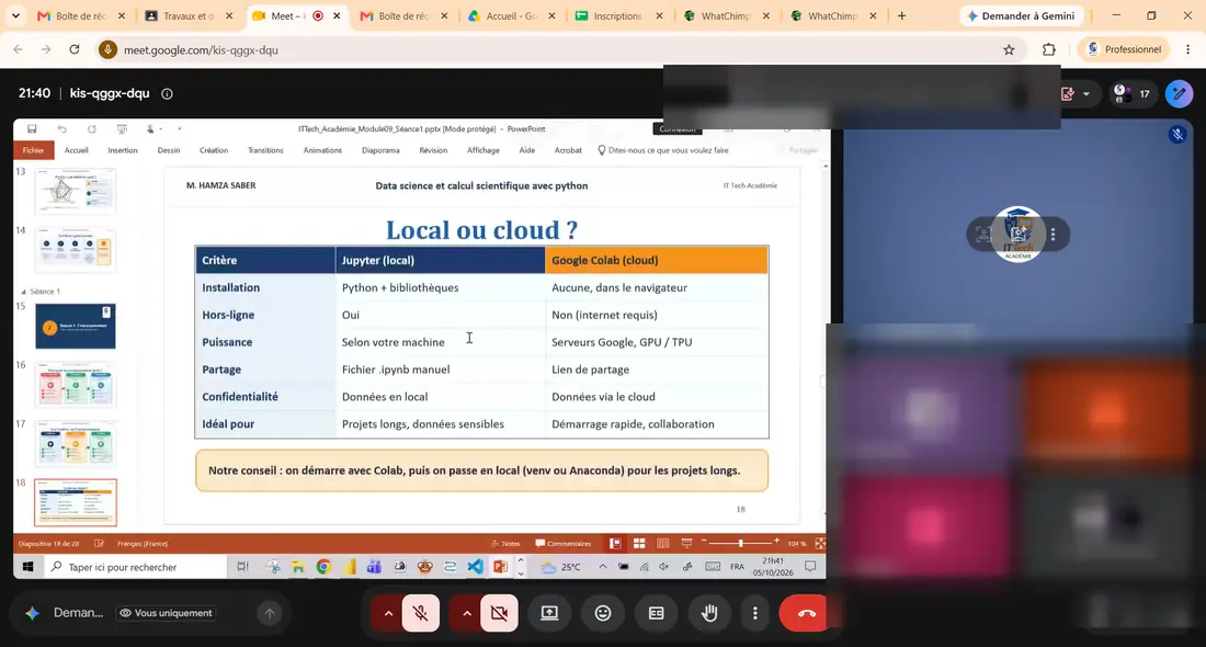 Séance en direct : Python : Colab ou local ?
