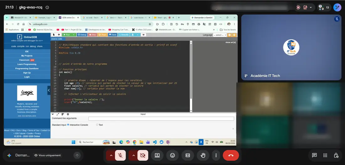Séance en direct : Programmation en direct